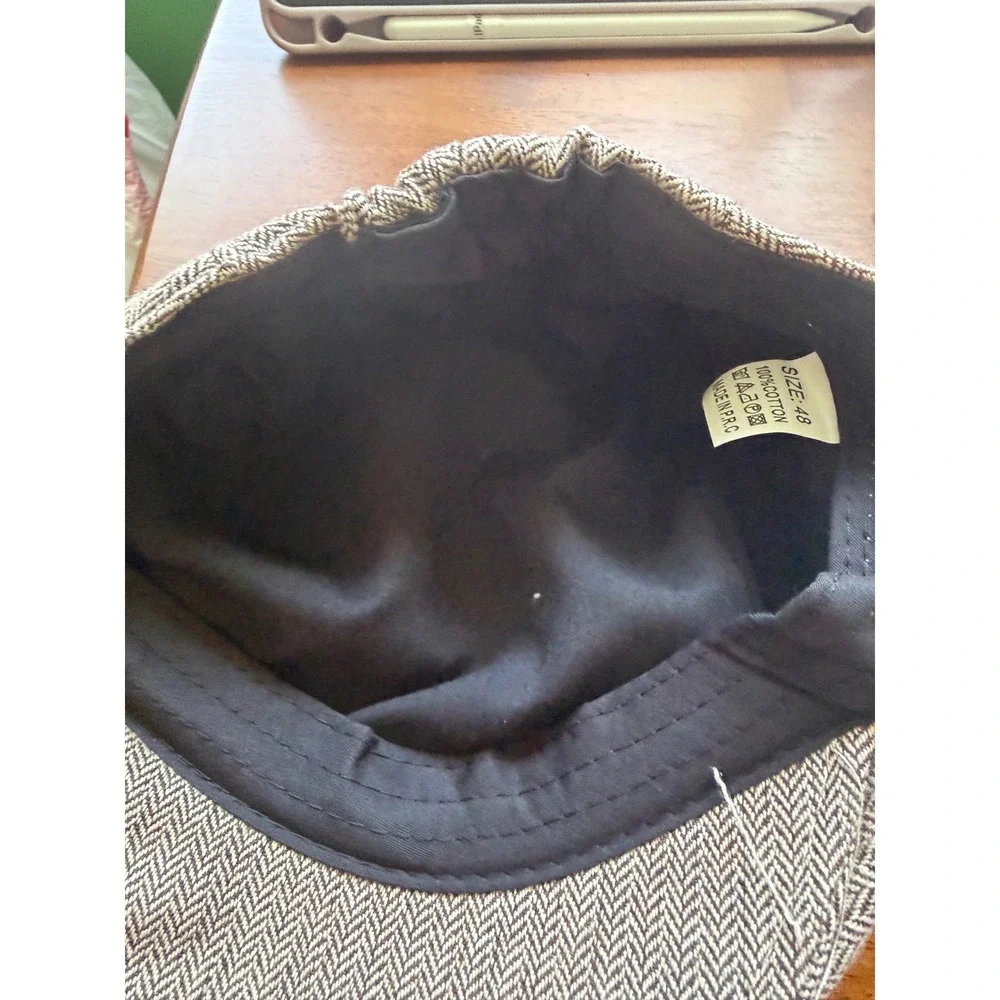Unbranded Newsboy Cap Kids 48 Brown Herringbone Cotton Flat Cap
